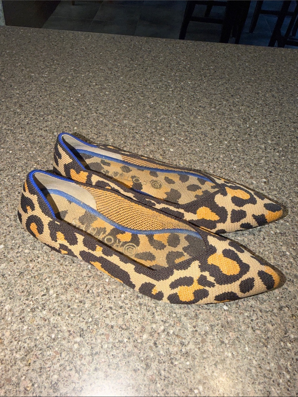 Rothys cheetah point toe slides shoes